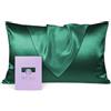 OLESILK 100% Mulbery Silk Pillowcase with Hidden Zipper for Hair And Skin, Both Sides 19mm Charmeuse Gift Box 1pc - Dark Green, 50x70cm