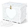 Jolik Grande Scatola per Cartoline di Nozze in Legno Vintage, Porta Buste Matrimonio con Serratura, Scatola per Soldi e Biglietti per Matrimonio, Anniversario, Laurea, Baby Shower (Bianco)