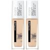 Maybelline New York Fondotinta Liquido SuperStay 30H Active Wear, Alta coprenza e lunghissima tenuta senza effetto maschera, True Ivory (03), 30 ml (Confezione da 2)