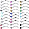 FUYOAL Set di 30 piercing per naso, in acciaio inox, calibro 20, a forma di L, per labbro, trago, unisex, regalo per donne e uomini, 15 colori, B, Acciaio inossidabile, zircone