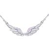 Generic Collana con ali d'angelo in argento sterling 925 per donne, collane con zirconi brillanti - Ciondolo con ali delicate, regali di San per il compleanno delle donne