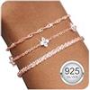 Finrezio 3 Bracciali Oro Rosa Donna Argento 925 Set Bracciale