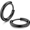 MILACOLATO G23 - Orecchini a cerchio in titanio massiccio di grado implantato, ipoallergenici, piccoli, con cerniera, per cartilagine, unisex, argento, oro, nero, 8 mm, 10 mm, 12 mm
