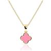 MUSEQVE CVRN - Collana da donna con ciondolo a forma di quadrifoglio portafortuna, placcata in oro 14 carati, colore: bianco, nero, onice, rosa, blu, verde menta, Pequeño, Acciaio inossidabile