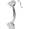 OUFER Body Piercing Belly Bar Titanium Navel Piercing Jewellery Internally Curved Barbell 14G Belly Piercings Navel Bar Clear CZ Belly Button Bars 10/12/14/16mm Belly Button Ring