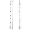 JC Jeweller Carat Orecchini da donna in argento sterling 925 rodiato, a catena lunga, con zirconi, con confezione regalo, Argento
