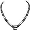 Richsteel Lettere A-Z Collana Uomo Nero Catena Nera Cool Cubana 7 MM Uomo Acciaio 46+5 CM Collana Iniziale Cuban Chain San Valentino Regalo Uomo