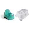 OKBABY Relax Vasino per Bambini con Seduta Ergonomica e Schienale Rialzato, Turchese, 0.46 kilograms, 0, 1 & keeeper Scaletta a Gradino Singolo keeeper Stars, Da 18 Mesi a 10 Anni circa, Bianco