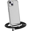 MyGadget Cover per iPhone 13 Mini - Custodia con Corda - Case con Cordino Trasparente Antiurto con Laccio | Tracolla - Practical Stylish Nero