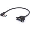OpenII Cavo USB 3.0 ad angolo retto per montaggio a pannello USB3.0 maschio a femmina con vite M3 per montaggio a pannello, cavo di prolunga per computer industriale PC, 30 cm (sinistra)