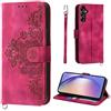 Auslbin Fiore Cover A54 Samsung (2023) 6.4, Custodia Protettiva in pelle PU Stile Vintage per Cover A54 5G Samsung, Rosso