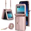 Generic Custodia a portafoglio Motorola Razr 60 Ultra, custodia per portacarte con blocco RFID e cinturino rimovibile, pelle resistente e TPU, 4 scomparti per carte, protezione dalle cadute, custodia flip per