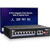 GigaPlus 10 Port Gigabit PoE Switch with 8 Port PoE+ 1000Mbps, 2x1000Mbps Uplink, GiGaPlus 10 Port IEEE802.3af/at PoE @72W, Support VLAN, AI watchdog, Metal Housing, Desktop or Wall-Mount, Plug & Play