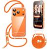 OLEPHY Trasparente Cover con Cordino per iPhone 17 Pro Max 6,9'', Arancia | Custodia con Regolabile e Rimovibile Collana, Per Attività all'aperto ed Escursioni | Libertà a Mani Libere,