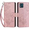 SIENIANLINE Cover per Motorola Moto E13 custodia portafoglio Oro Rosa | 3 scomparti carte, 1 tasca banconote, Chiusura magnetica, Supporto, Pelle PU flip cover per Moto E13