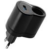 Leloco Adattatore da 220 V a 12 V, presa accendisigari con adattatore USB, convertitore di tensione da AC a DC con spina europea, convertitore di tensione, alimentatore di rete, adattatore