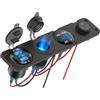 Hapytrip Presa USB 12V Accessori per camper Pannello interruttore marino Plug, Doppia porta USB PD per auto Caricabatterie in alluminio, Presa accendisigari 150W, Voltmetro a LED blu e interruttore a levetta