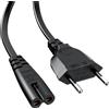 Bromae Cavo di Alimentazione 2 Poli 1,5 m Cavo Alimentazione C7 Spina Euro Power Cable per PS5 / PS4 / PS4 Slim / PS3 Slim/Xbox One S/X, Xbox Série X/S, TV Monitor Samsung LG Philips Sony Sharp TCL ecc