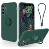 LEHEHE Cover per Samsung Galaxy A54 5G, Custodia in Silicone TPU Antiurto con Supporto ad Anello Rotante 360° Cavalletto Laccetto Compatibile con Supporto Magnetico Auto-Verde