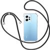 XTCASE Cover con Cordino per Xiaomi Redmi Note 12 4G, Custodia Trasparente con Collana Tracolla Laccio Collo Ultra Sottile Morbido TPU Silicone Antiurto AntiGraffio Case, Nero