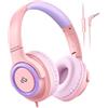 INFURTURE Cuffie per bambini con microfono per bambini, ragazzi e ragazze, limite di volume 94 dB, cuffie on-ear, cuffie cablate per adolescenti, scuola, viaggi, compatibili con cellulari, tablet, PC