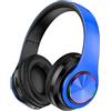 Fragolucyou Cuffie wireless Bluetooth con luci colorate, grande capacità della batteria, pieghevoli, Bluetooth 5.0, portata 10 m, stereo surround, microfono integrato, comode orecchie fissate (blu)