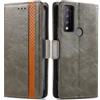 Generico DayQiQiPu Cover per TCL 30 V 5G T781S (6,67 Pollici) Custodia in pelle PU con Patchwork Guscio Protettiva Anti-Skimming Custodia Portafoglio Flip Caso Business, Grigio