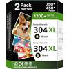 WISETA 304XL 304 XL cartucce di ricambio per HP 304 cartucce di ricambio HP per Envy 5030 5032 5000 DeskJet 2600 2620 2630 3750 3760 5010 5032 3720 5020 3762 2633 3 730 (2 nero, confezione da 2)