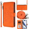 Ymyhyuxi Custodia a portafoglio in pelle per Blackview Wave 6C, custodia per biglietti da visita, portafoglio per telefono, doppio strato, con scomparto portaoggetti e farfalle e fiori (arancione)