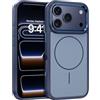 GUAGUA Cover Magnetico per iPhone 17 Pro, Compatibile con MagSafe, Invisibili Doppi Fori per Cordino, Custodia Sottile Anticaduta Protettivo Case per iPhone 17 Pro, Blu Profondo