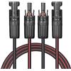 VALEMO Cavo solare - Cavo di prolunga solare a doppio filo, 12 AWG, 20 piedi (6 metri) 4 mm², treccia in rame con connettori femmina e maschio, per sistemi solari domestici, aziendali e camper