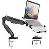 PUTORSEN Supporto per braccio portatile - adatto per notebook fino a 18 pollici e monitor fino a 40 pollici, supporto per monitor 2 in 1 con vassoio regolabile per laptop, supporta fino a 12 kg