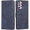 RankOne Cover per Samsung Galaxy A33 5G (6.4 Inches), Custodia Flip Pelle Portafoglio, Magnetica Libro Bumper Cover Case - Blu