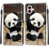 KENHONER Custodia per iPhone 16, Panda | Portafoglio Pelle PU, Magnetica, Resistente Agli Urti, Scomparto Carte Credito, Pieghevole, Flip Libro, Motivo