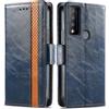 Generico DayQiQiPu Cover per TCL 30 V 5G T781S (6,67 Pollici) Custodia in pelle PU con Patchwork Guscio Protettiva Anti-Skimming Custodia Portafoglio Flip Caso Business, Blu
