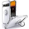 Silverback Custodia per Google Pixel 6A 5G, con anello a 360°, trasparente | Custodia per cellulare con anello e supporto in TPU, antiurto, morbida e sottile