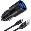 AILKIN - Caricatore USB, 3.4 A, 2 porte, USB, per auto, con cavo di ricarica USBC, per Samsung Galaxy S25 Ultra/S24 FE/S23/S22/S21/A55/A35/A15/A56/A36/A16, iPhone 16/15, Google