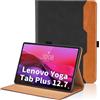 Oduio Custodia per Lenovo Yoga Tab Plus 12.7 Pollici 2025 Pelle Case, Multi-Angli Supporto Pieghevole Cover Protettiva con Tasca e Funzione Supporto-Nero