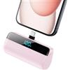 Feob Mini Power Bank per iPhone 17/16/15 Serie, 5200mAh USB C Caricatore Portatile Ultra-Compatto Batteria Esterna Powerbank con LED Display Compatibile con iPhone 17/16/15 Pro Samsung etc - Rosa