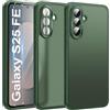 Qasyfanc Hybrid Opaco Cover Compatibile con Samsung Galaxy S25 FE 5G con Protezione Fotocamera e 2 Pellicola Vetro Temperato, Custodia con Samsung Galaxy S25 FE 5G Sottile Antiurto Verde