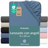 Twinzen Lenzuola Letto Bambino 70x190/200 cm - 100% Cotone Jersey, Blu - Oeko Tex Certificato - Lenzuolo Con Angoli Bambino