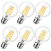 LVWIT Lampadina LED Attacco E27, 6.5W Equivalenti 60W, 806lm, 2700K Luce Bianca Calda, LVWIT G80 Globo, Lampadine LED Filamento, Pacco da 6 Pezzi