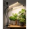 Bamworld Lampada Crescita Piante con Clip, Luce LED Doppia Testa per Piante da Interno, 42 LED Spettro Completo, 3 Modalita Illuminazione e 10 Livelli Luminosita, Timer per Semenzali Erbe Succulente
