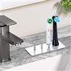 LOXSUN porta testine spazzolino elettrico 4 slot, organizer mini testine spazzolini, supporto testine in metallo, porta testine da banco e da appoggio, porta testine autoadesivo da bagno(argento)