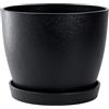 Bamworld Vaso Rotondo Moderno per Piante con Fori di Drenaggio, 23 cm Vaso per Interni ed Esterni in Plastica, per Piante Grasse e da Appartamento, Nero