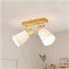 LVWIT Faretti da Soffitto E14, Faretto da Interno Bianco con 2 Faretto, Faretti Orientabili Legno, Faretto da Parete Interno Vintage per Barra, Salotto,Cameretta, Cucina, Bagno (Lampadine Escluse)