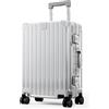 ALPHA CAMP Valigia Policarbonato 55.5x37x22 CM, Valigia Rigida TSA Serratura con Ruote, Valigia Media Argento Valigia 37L Cornice in Alluminio Ricarica