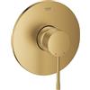 GROHE Essence - Miscelatore doccia a leva singola a incasso (corpo esterno, leva in metallo, cartuccia ceramica 46 mm, senza set di incasso), finitura Oro spazzolato. Codice prodotto: 24057GN1.