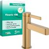 hansgrohe Finoris 76013140 - Rubinetto per lavabo per acqua fredda senza scarico, rubinetto per WC con beccuccio altezza 92 mm, miscelatore per lavabo a risparmio d'acqua (EcoSmart), bronzo spazzolato