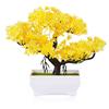 Frjjthchy Mini bonsai artificiale con vasi di cemento in plastica per la decorazione di casa e ufficio (giallo)